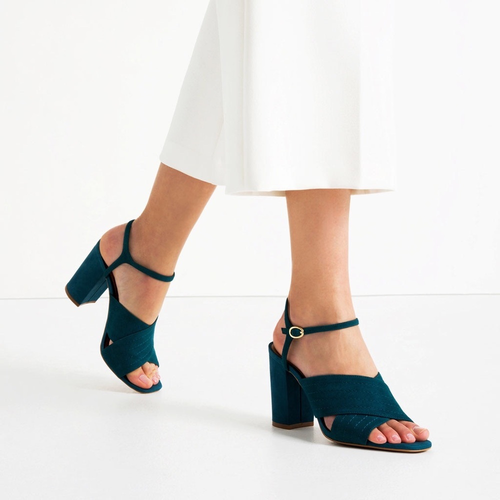 ZARA CROSSOVER SUEDE LEATHER SANDAL HEELS ANKLE STRAP BRAND NEW WITH TAGS